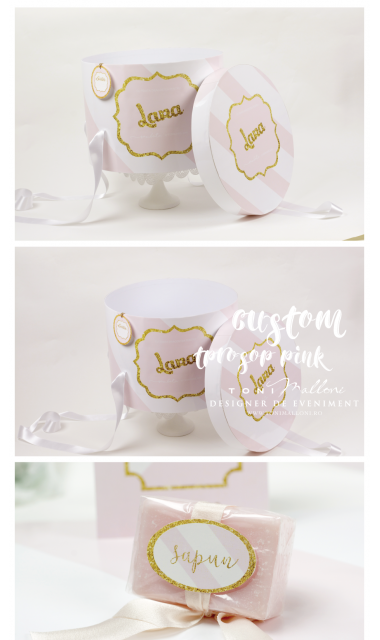 Trusou de botez pentru gemeni sau unisex in roz si verde menta, Gold Mint & Pink  10
